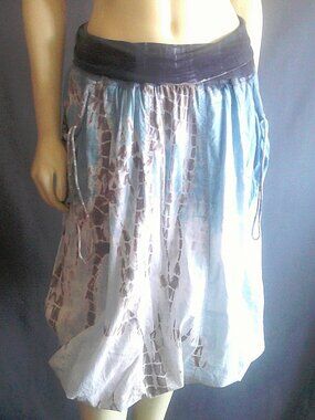 Baba Cotton Blend Blue Sky Tie Dye Cargo Pull On Bubble Skirt L